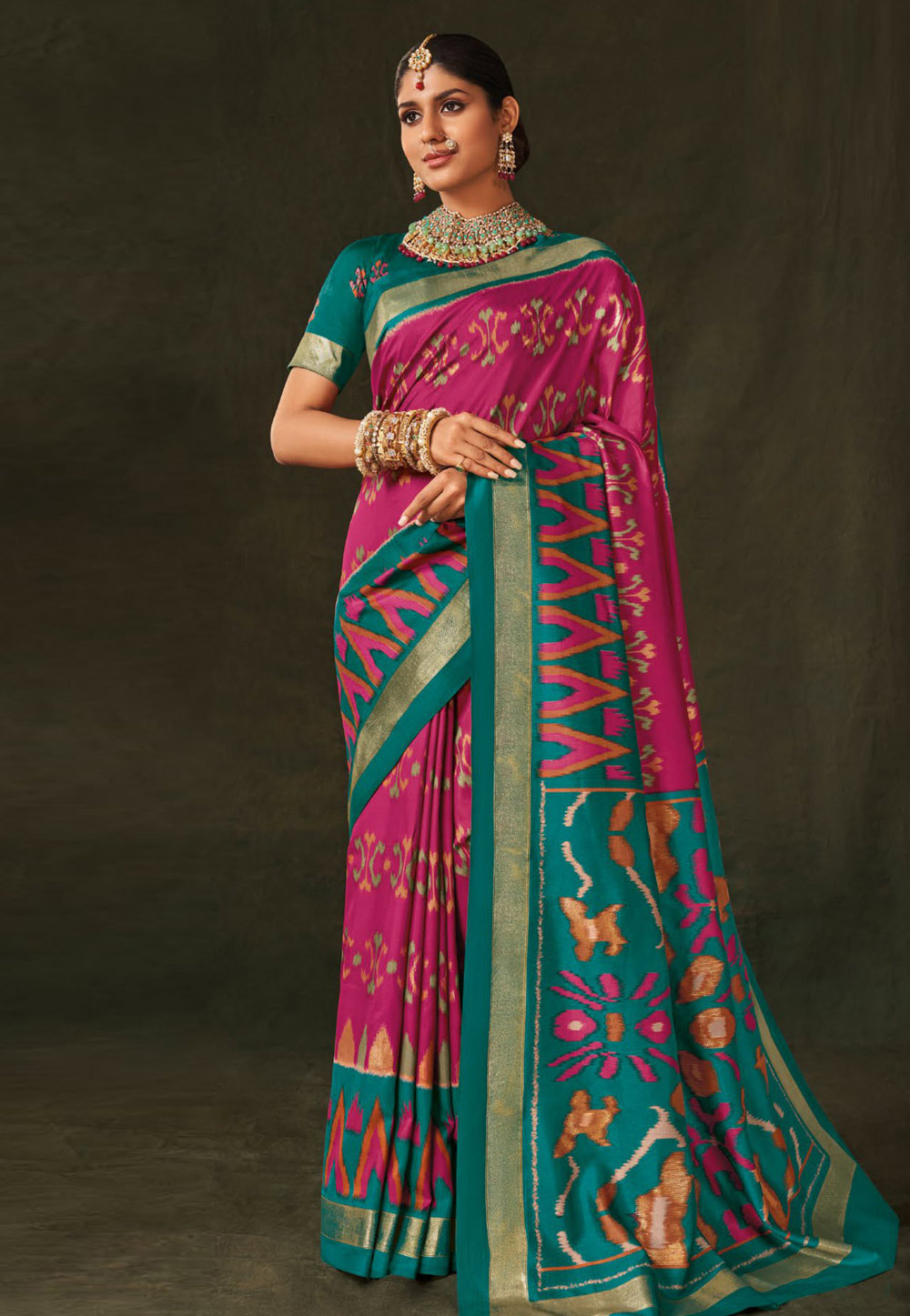 Magenta Silk Saree With Blouse 283455