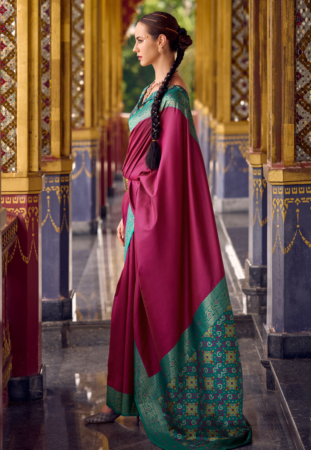 Magenta Silk Saree With Blouse 311017