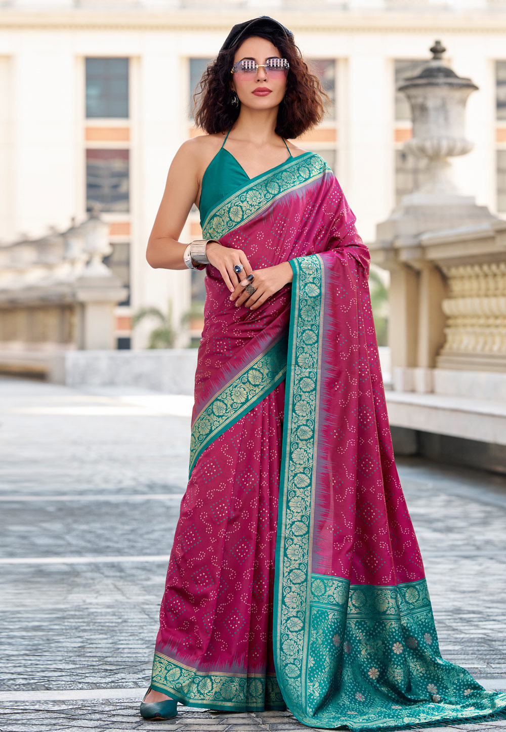 Magenta Silk Saree With Blouse 305388