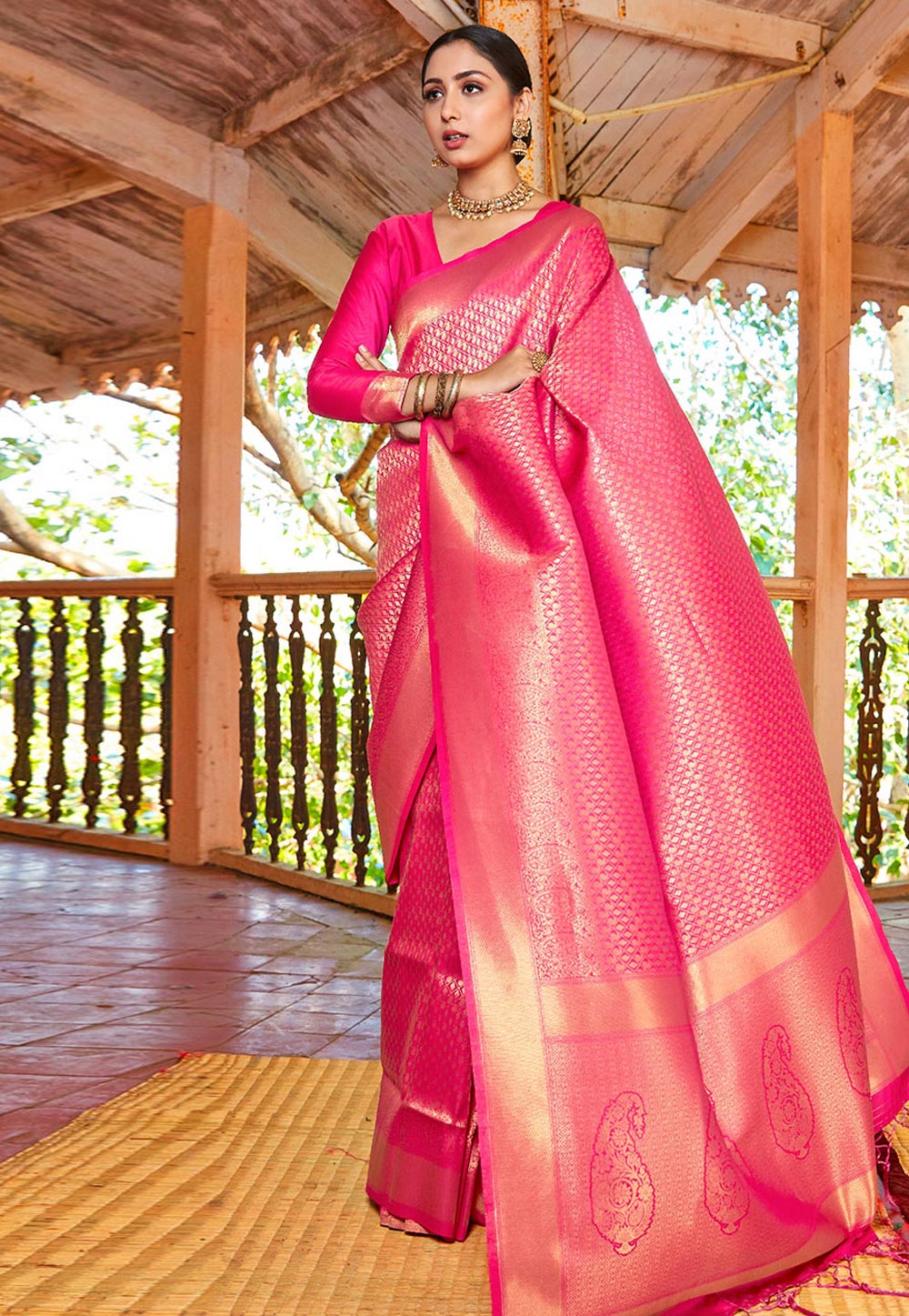 Magenta Silk Saree With Blouse 281120