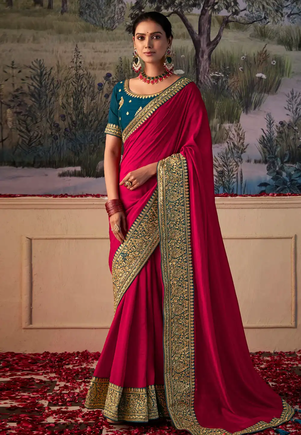 Magenta Silk Saree With Blouse 288925