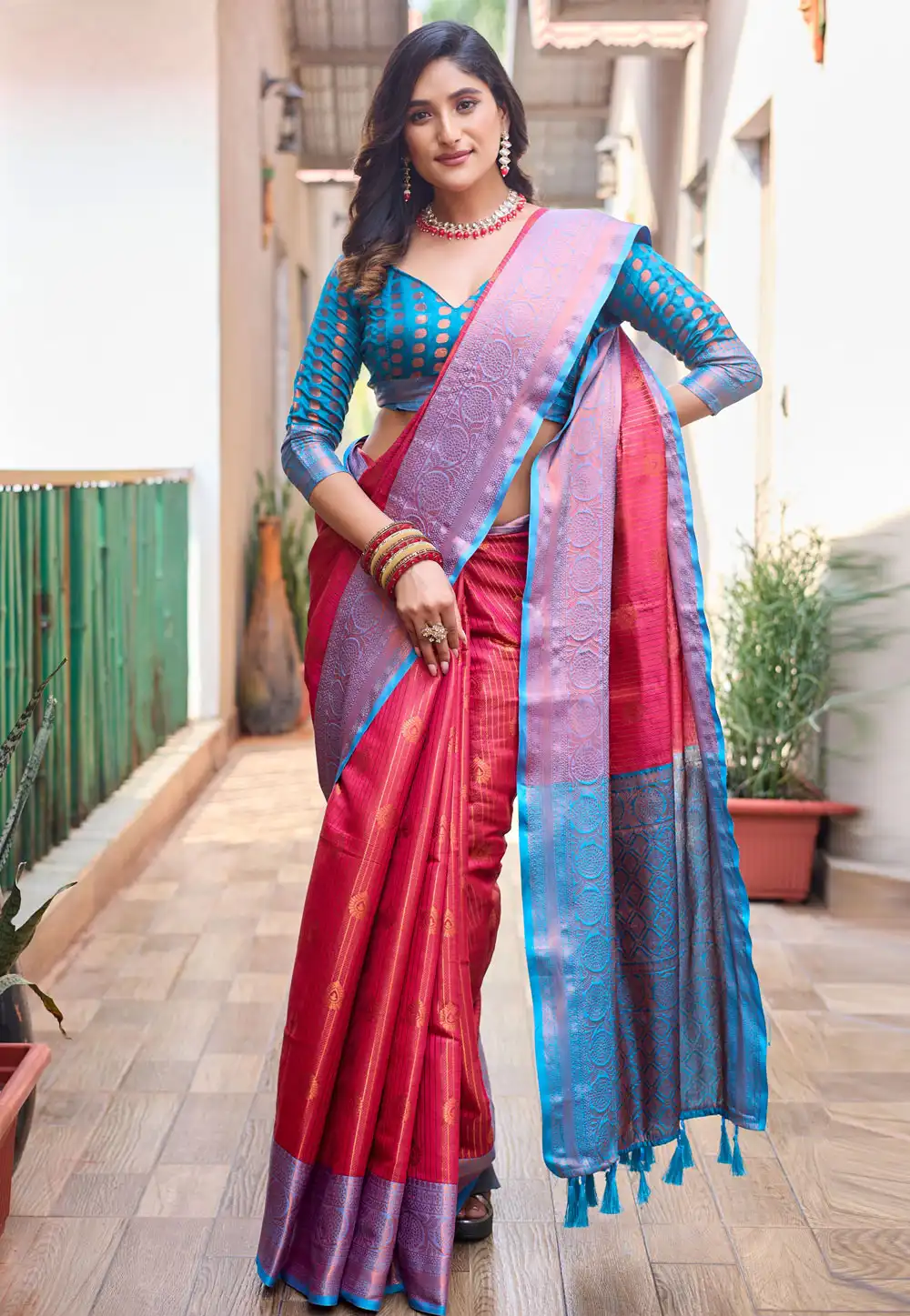 Magenta Silk Saree With Blouse 290120