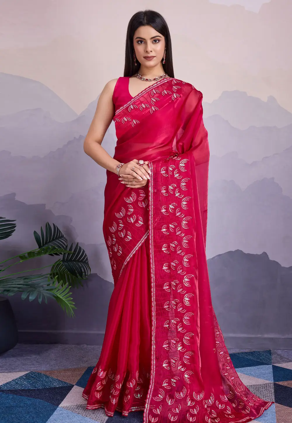 Magenta Silk Saree With Blouse 295494