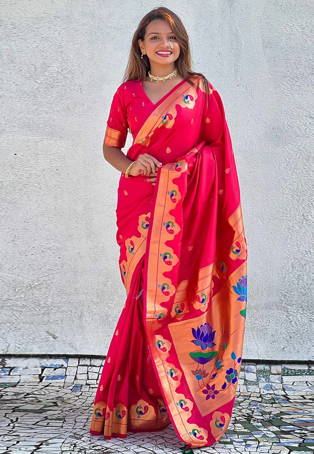 Magenta Silk Saree With Blouse 296536