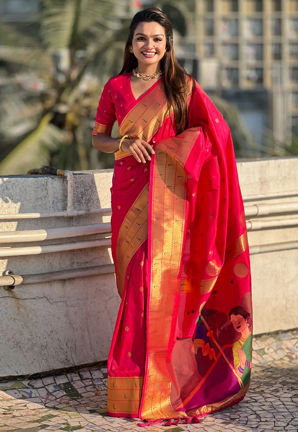 Magenta Silk Saree With Blouse 303929