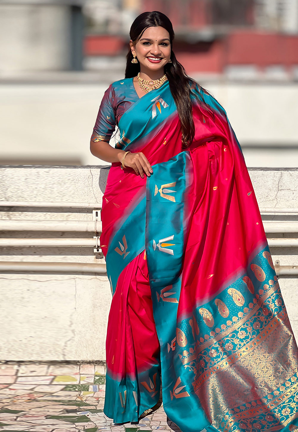 Magenta Silk Saree With Blouse 309991