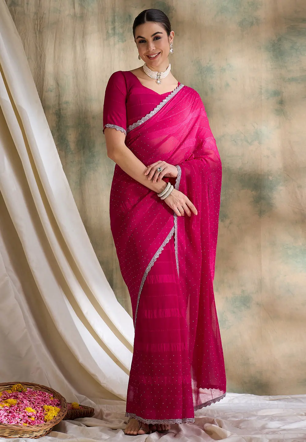 Magenta Silk Saree With Blouse 301536