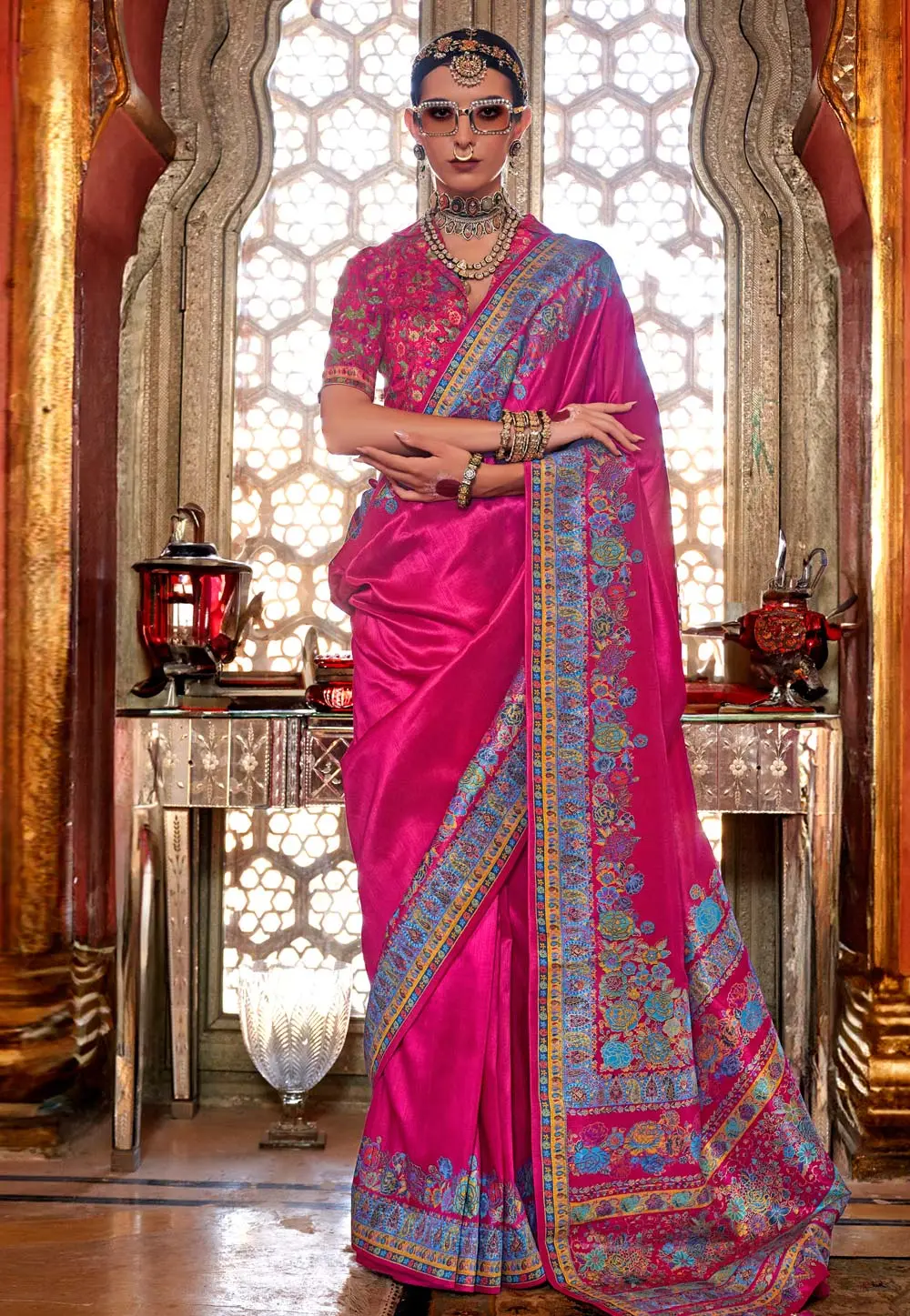 Magenta Silk Saree With Blouse 299268