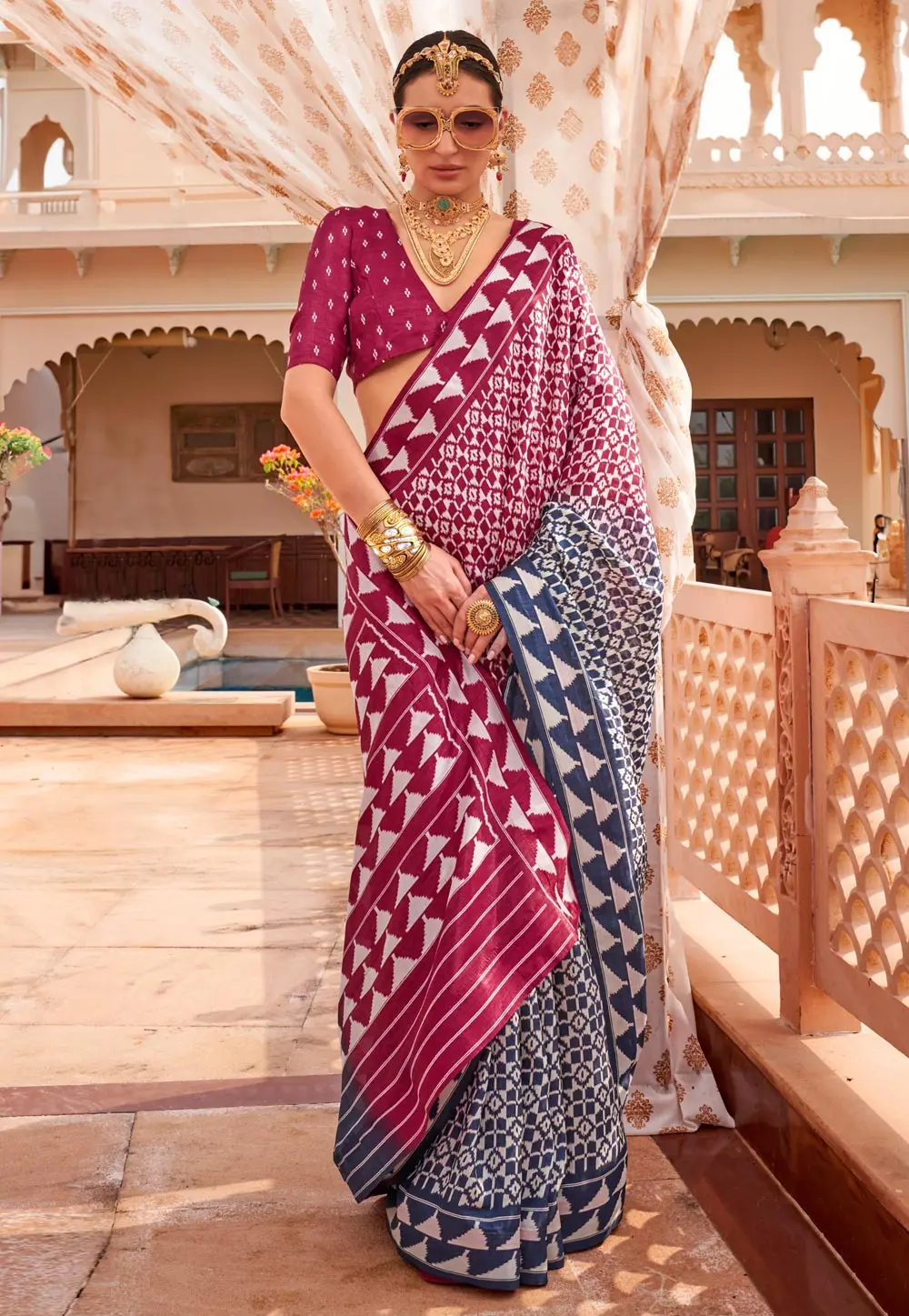 Magenta Silk Saree With Blouse 302260