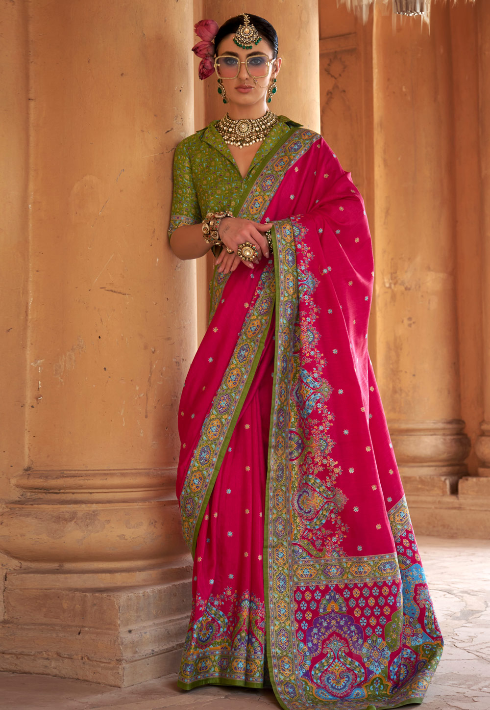 Magenta Silk Saree With Blouse 309816