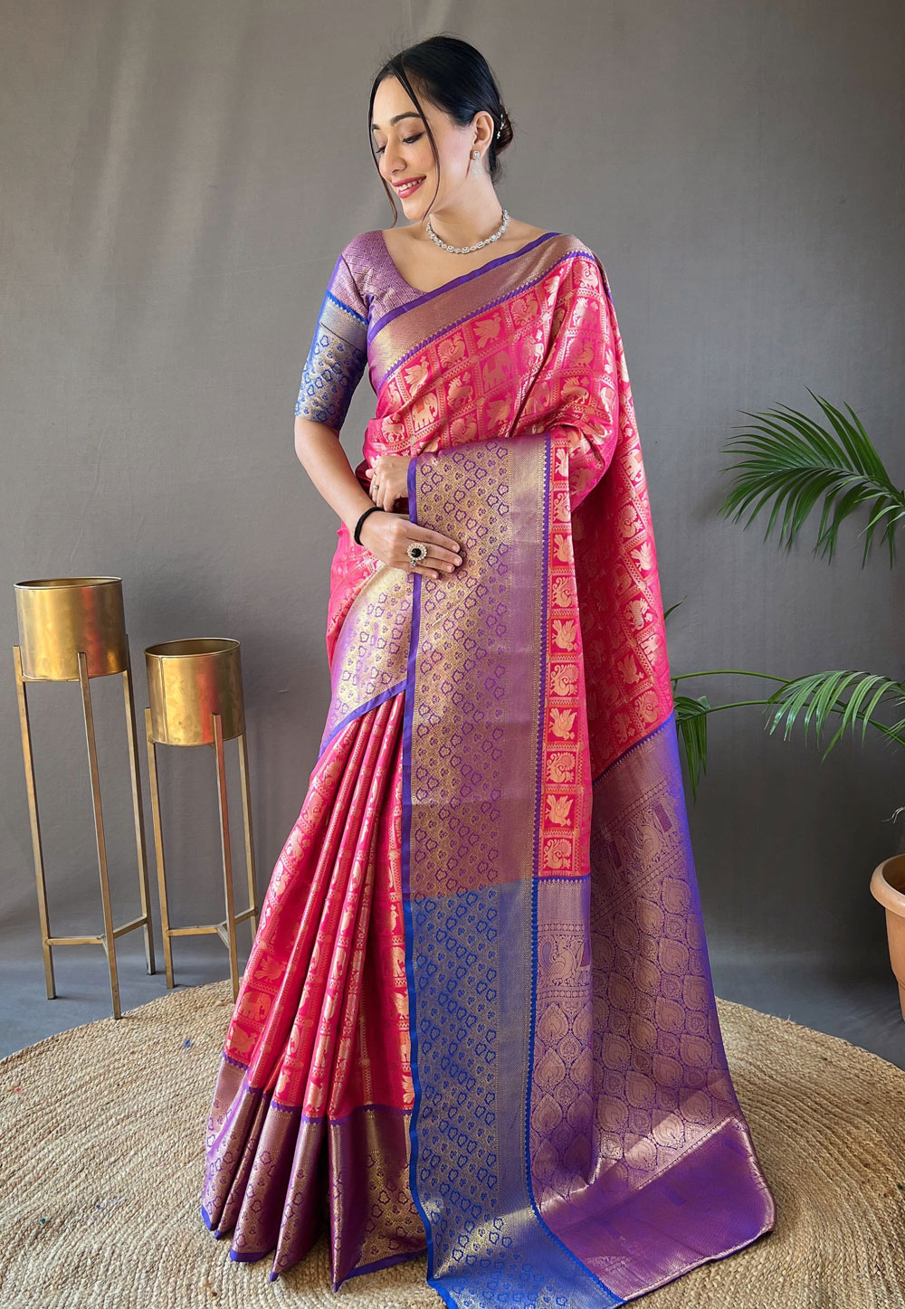 Magenta Silk Saree With Blouse 287419