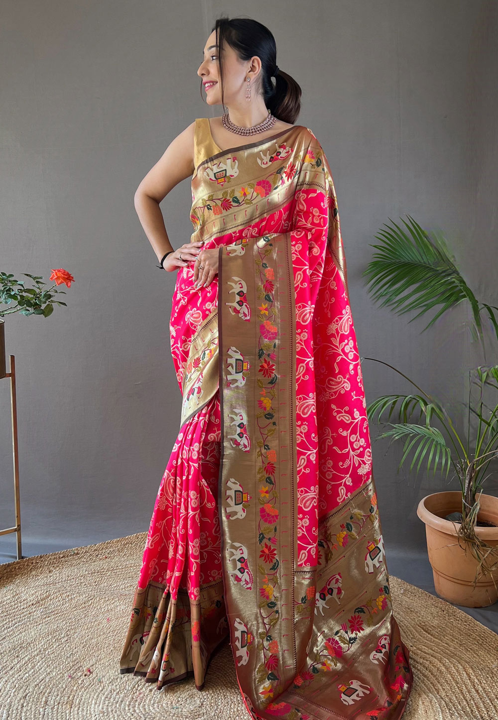 Magenta Silk Saree With Blouse 287426