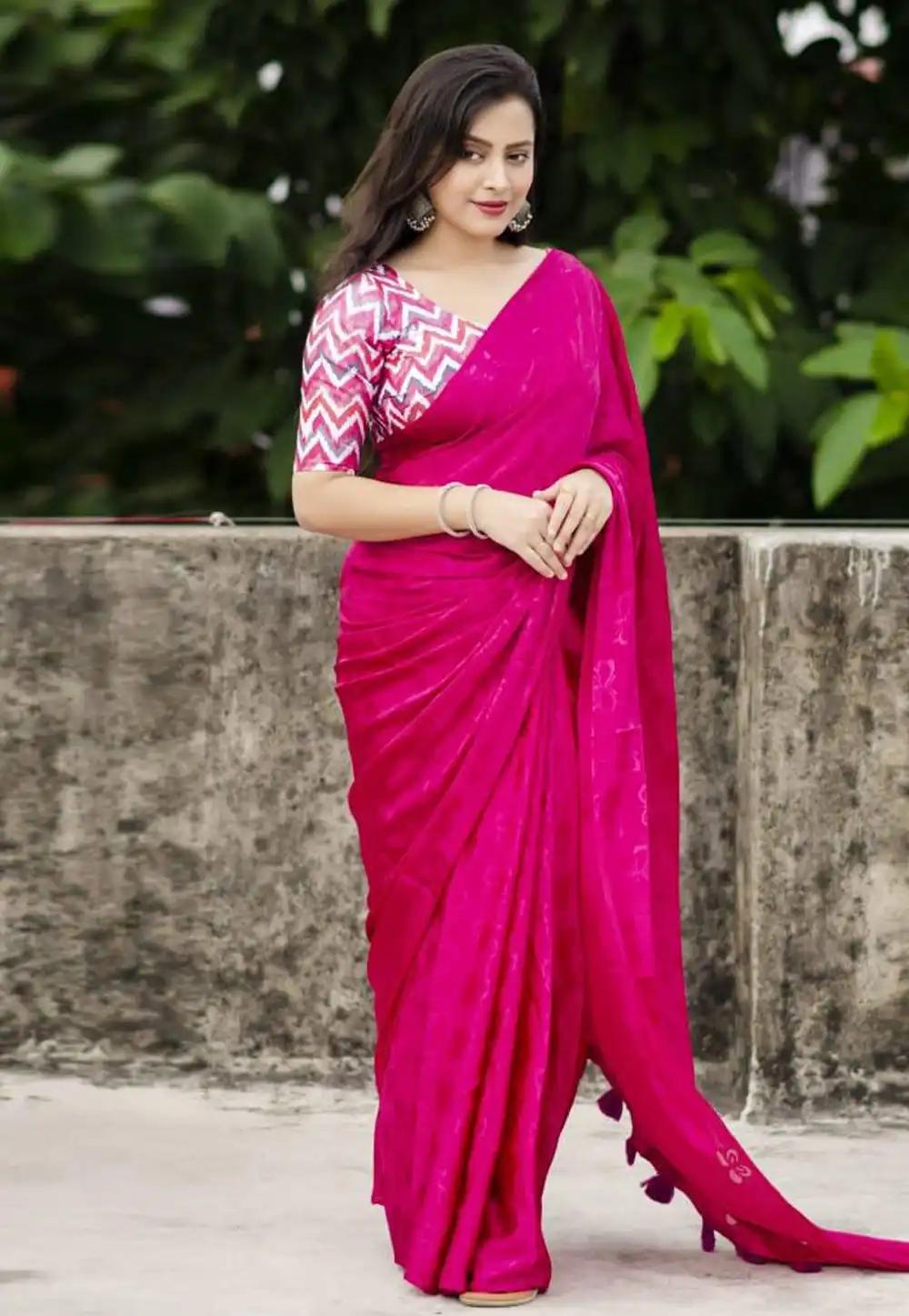 Magenta Silk Saree With Blouse 289737