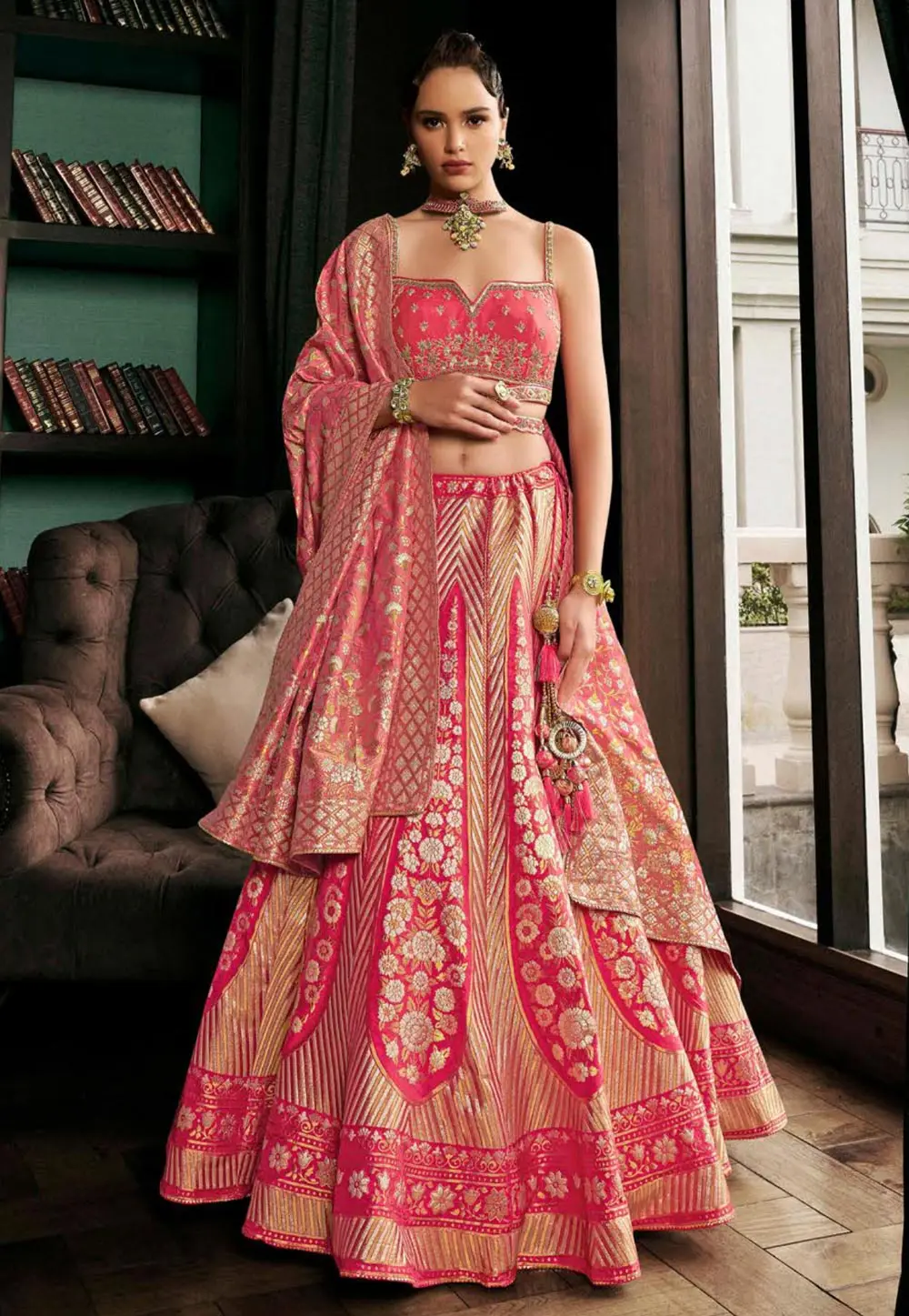 Magenta Silk Wedding Lehenga Choli 302590