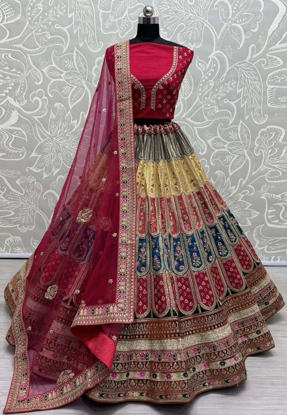 Magenta Silk Wedding Lehenga Choli 289841