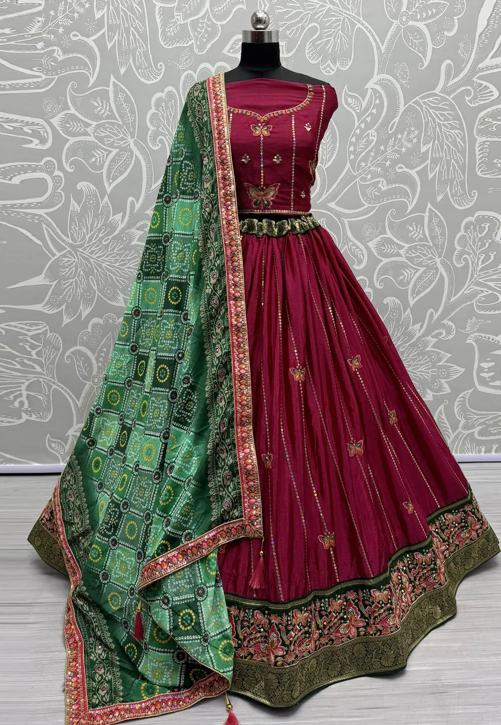 Magenta Silk Wedding Lehenga Choli 296989