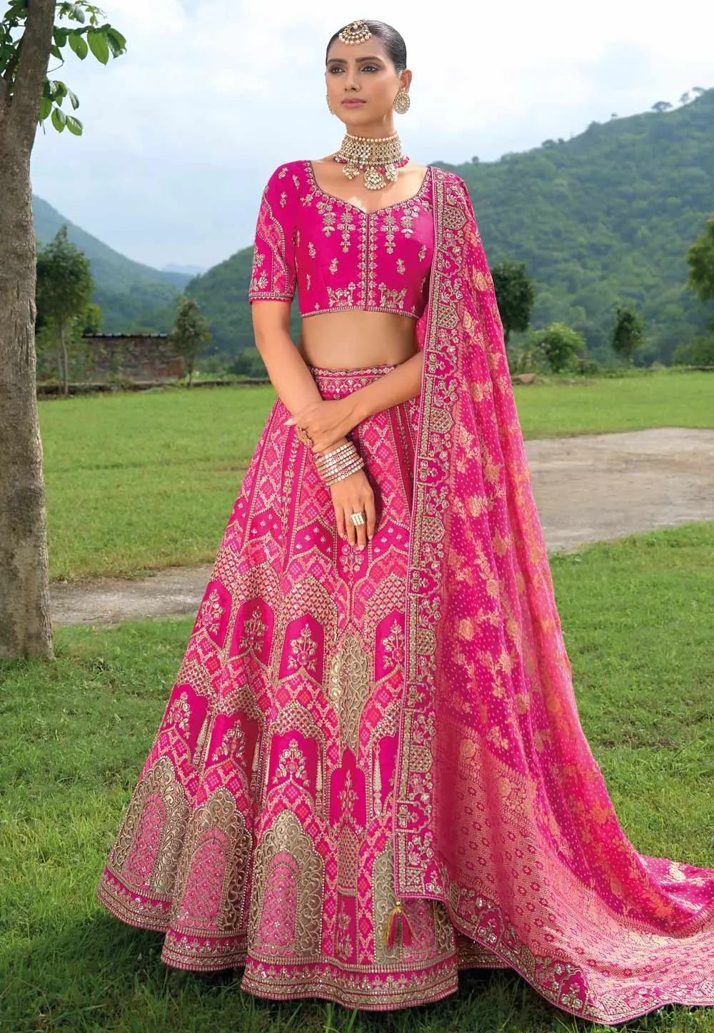 Magenta Silk Wedding Lehenga Choli 301292