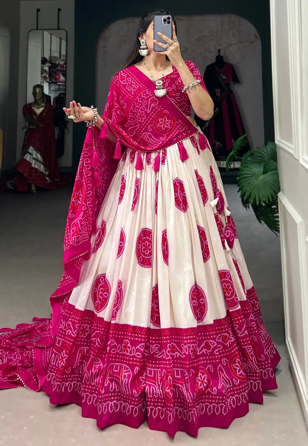 Magenta Tussar Silk Circular Lehenga Choli 294714