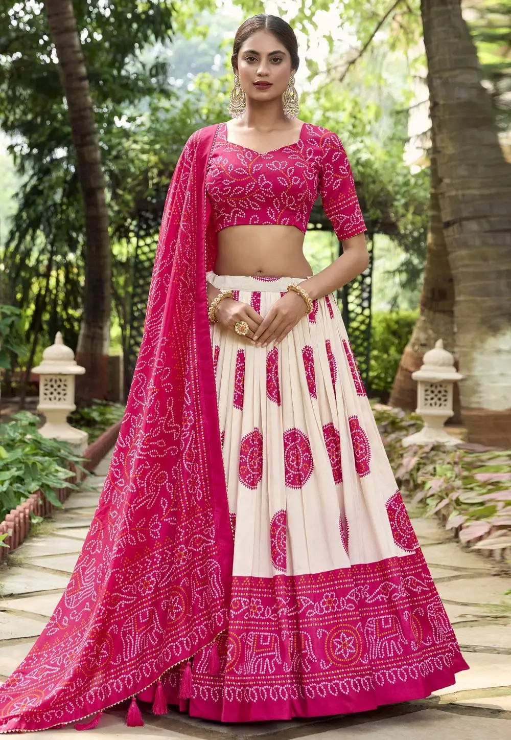 Magenta Tussar Silk Circular Lehenga Choli 296997