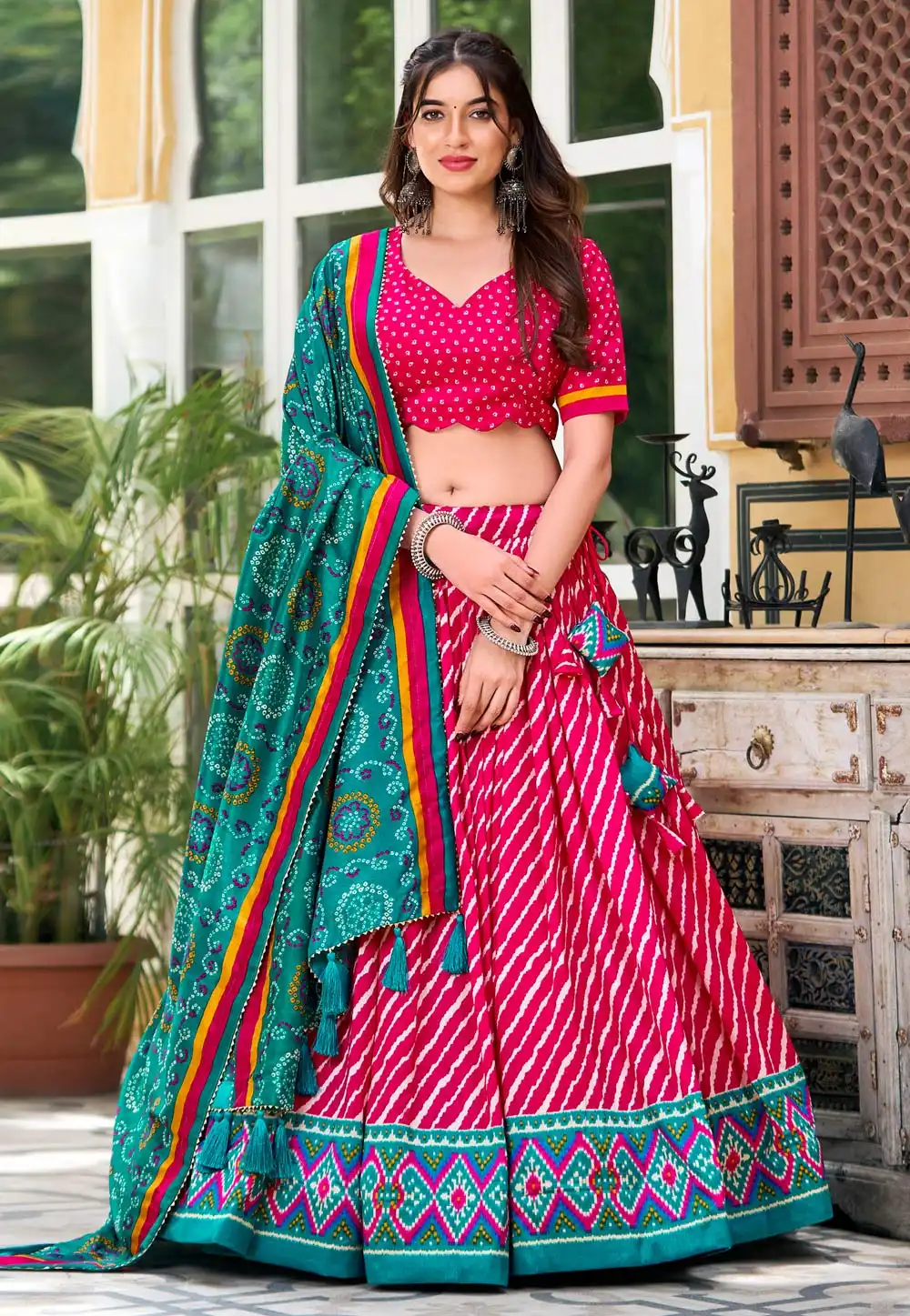 Magenta Tussar Silk Navratri Chaniya Choli 292506