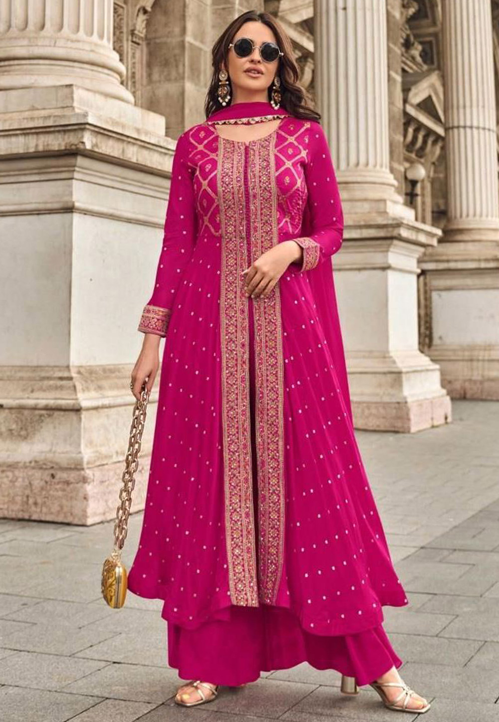 Magenta Viscose Long Anarkali Suit 306204