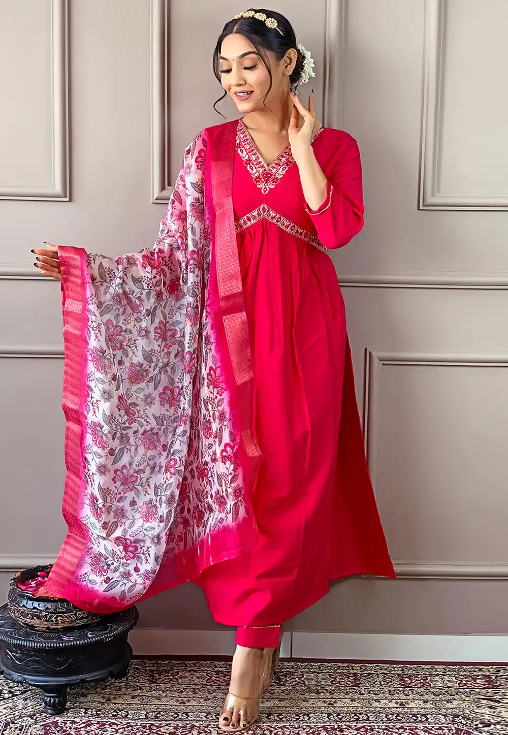 Magenta Viscose Readymade Pakistani Suit 291646