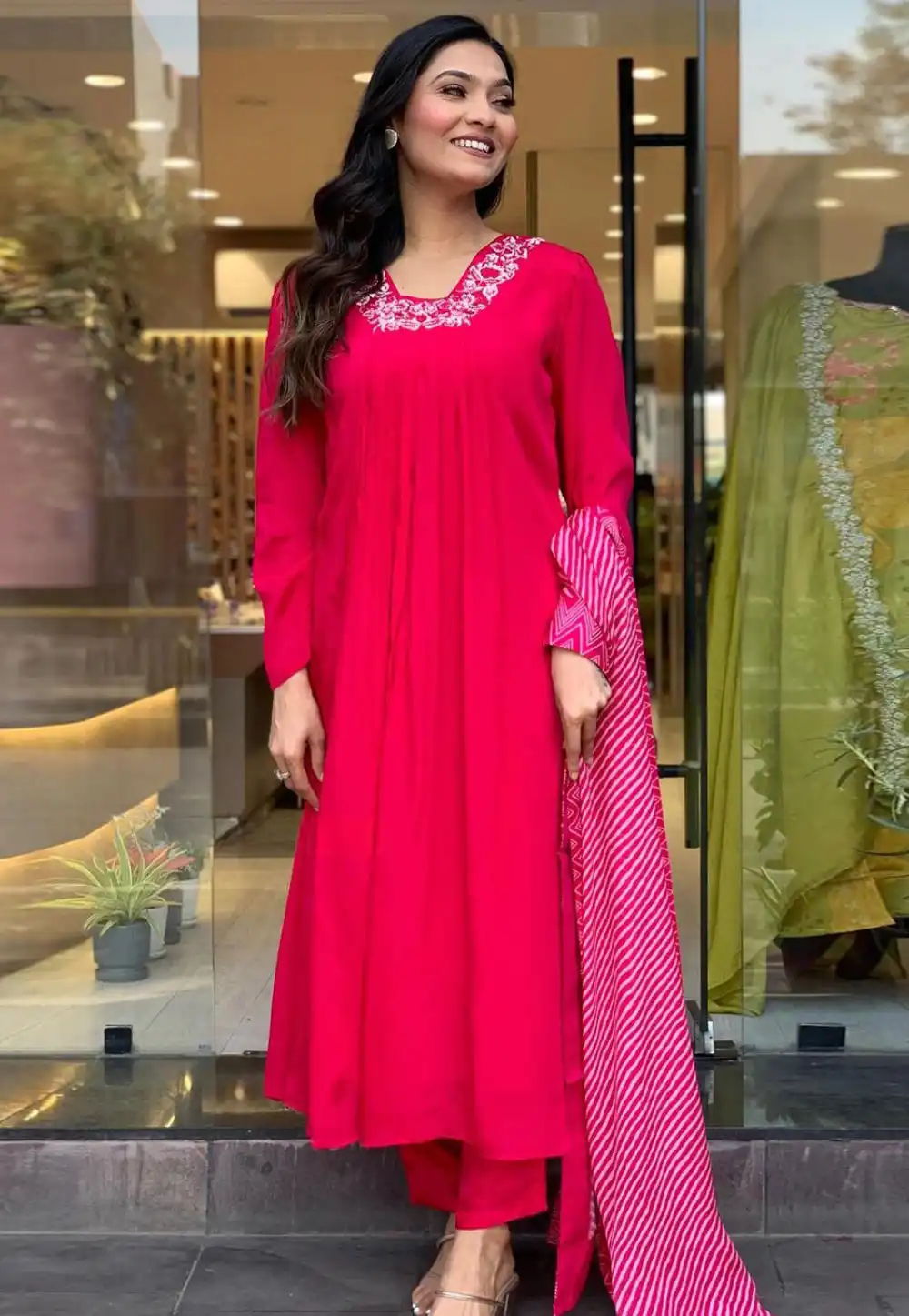 Magenta Viscose Readymade Pakistani Suit 293227