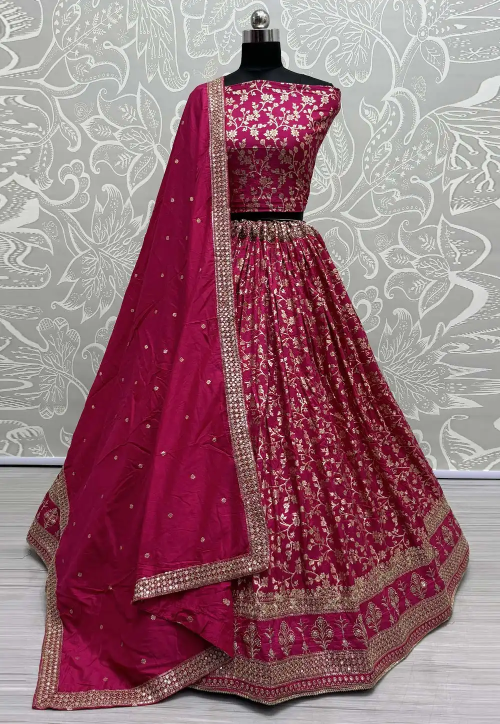 Magenta Viscose Wedding Lehenga Choli 290930