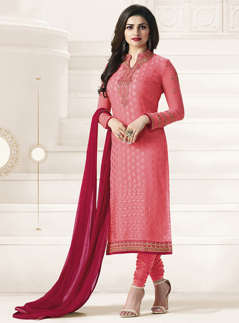 Prachi Desai Pink Brasso Churidar Salwar Suit 97407