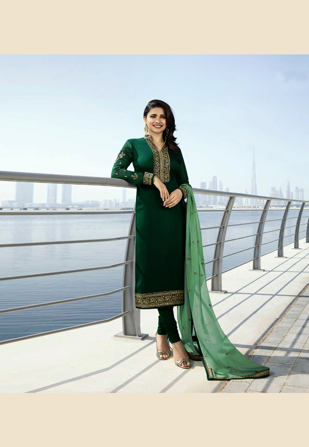 Prachi Desai Green Churidar Suit 164092