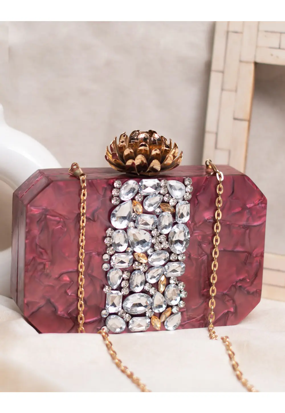 Maroon Acrylic Clutch 297345