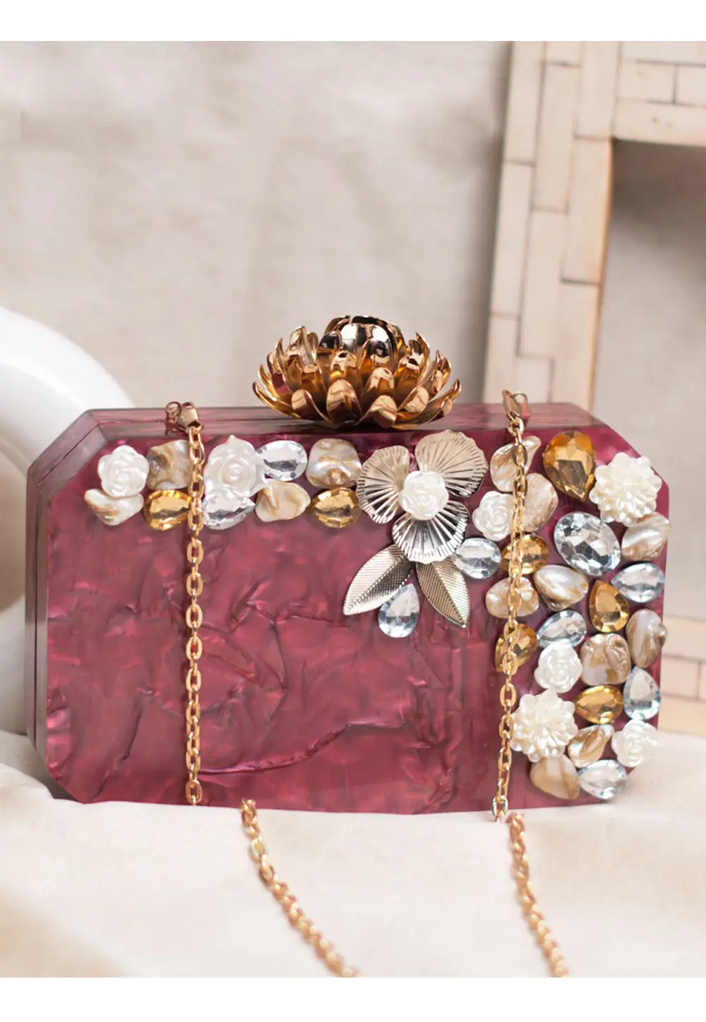 Maroon Acrylic Clutch 297346