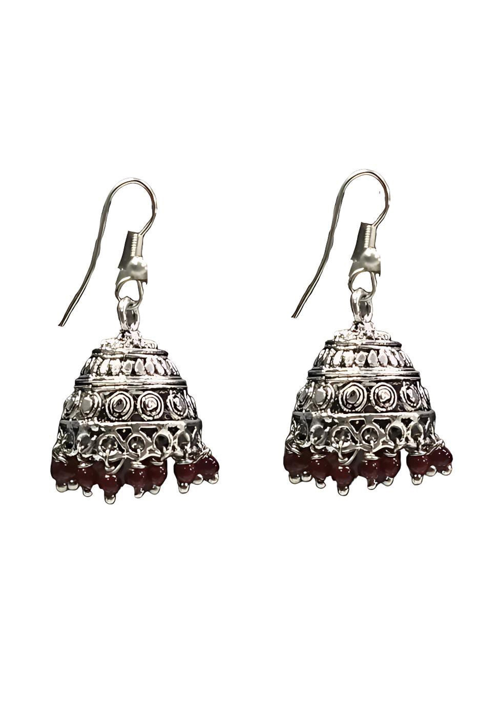 Maroon Alloy Earrings 286204