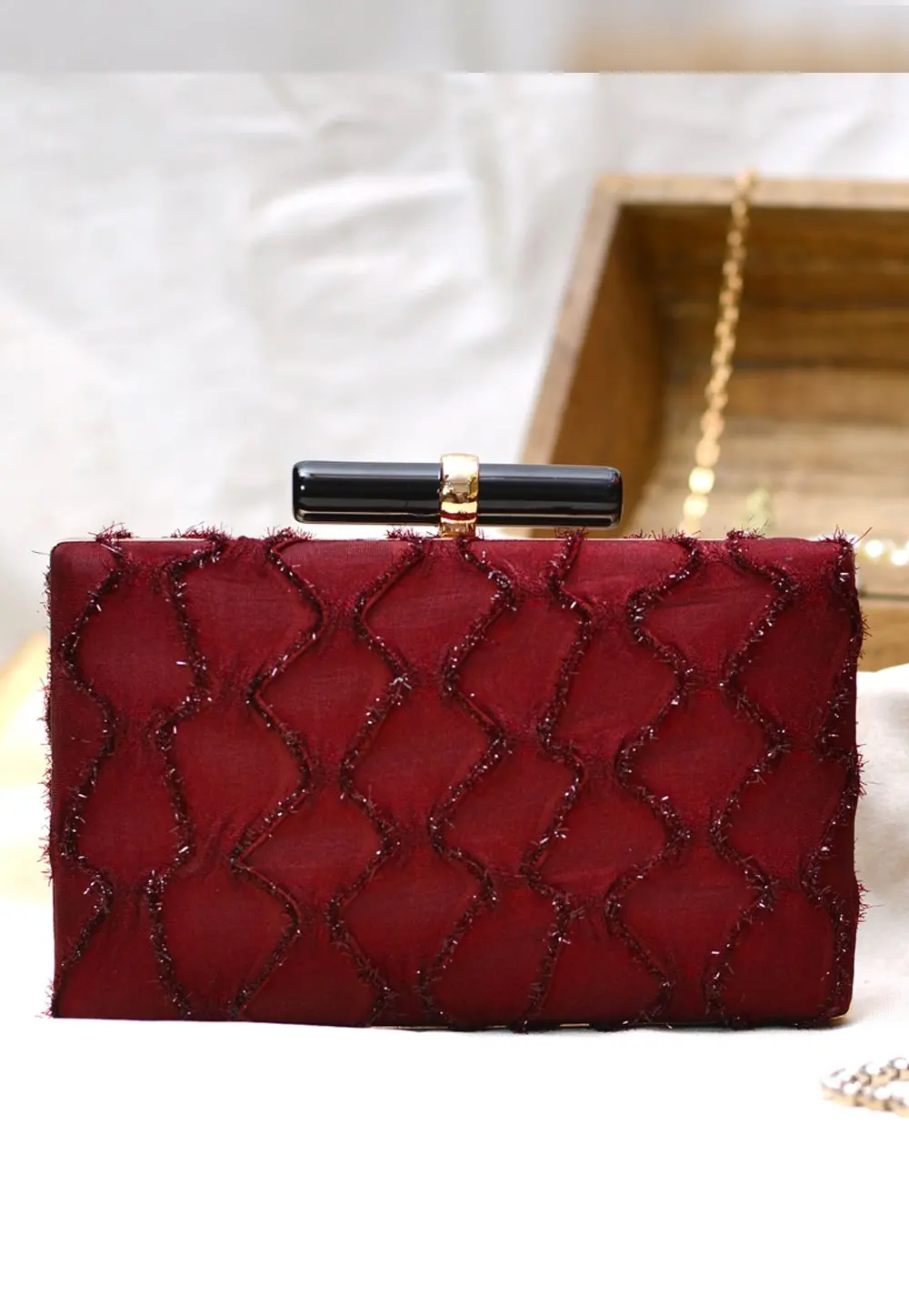 Maroon Art Silk Clutch 300953