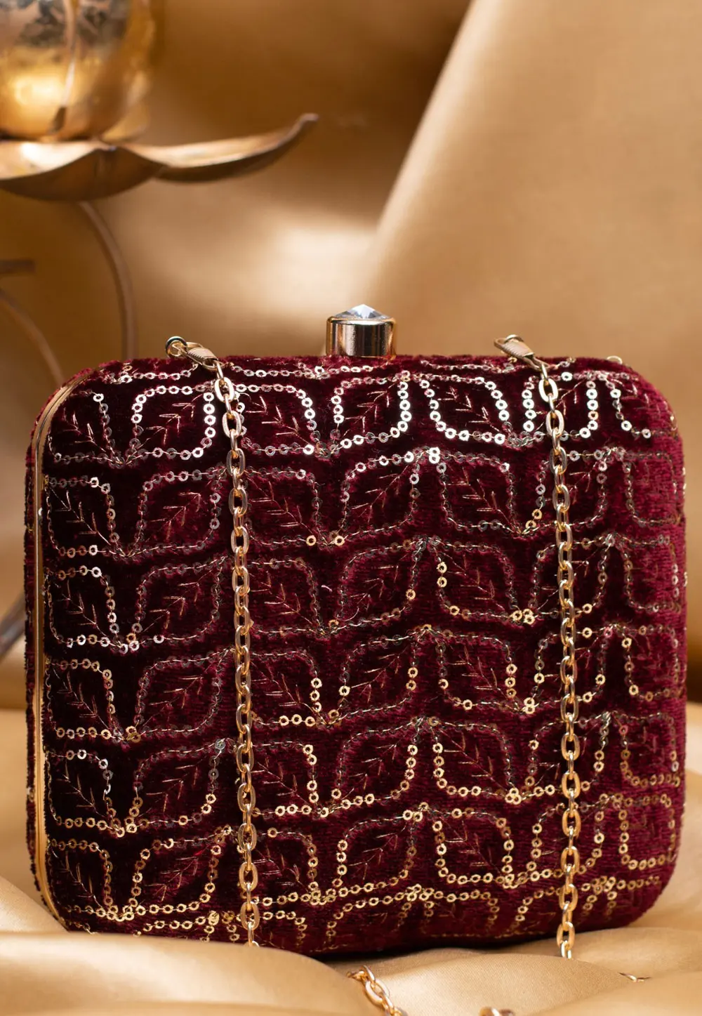 Maroon Art Silk Clutch 304079