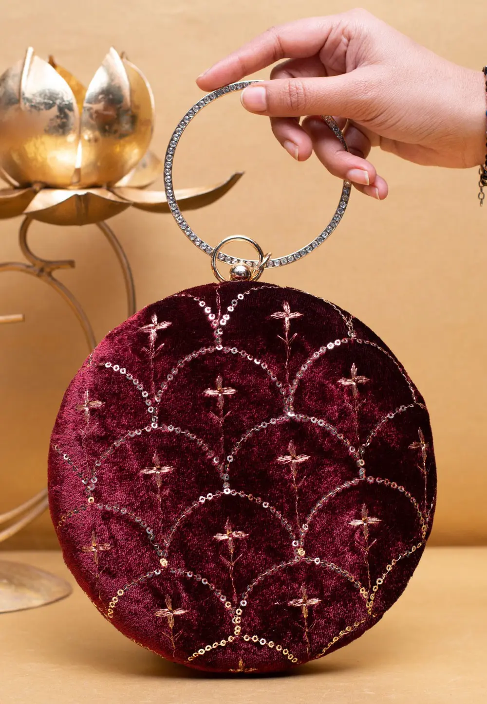 Maroon Art Silk Clutch 304101