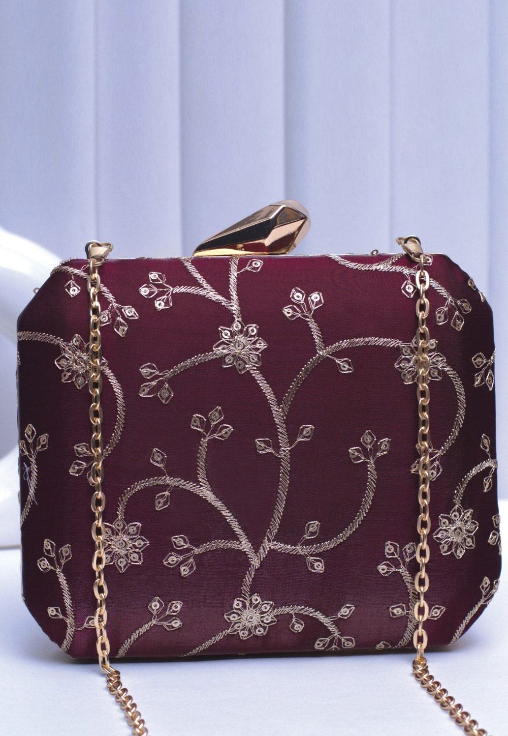 Maroon Art Silk Clutch 305939