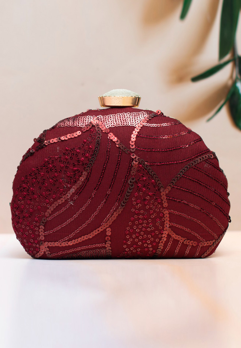 Maroon Art Silk Clutch 305944