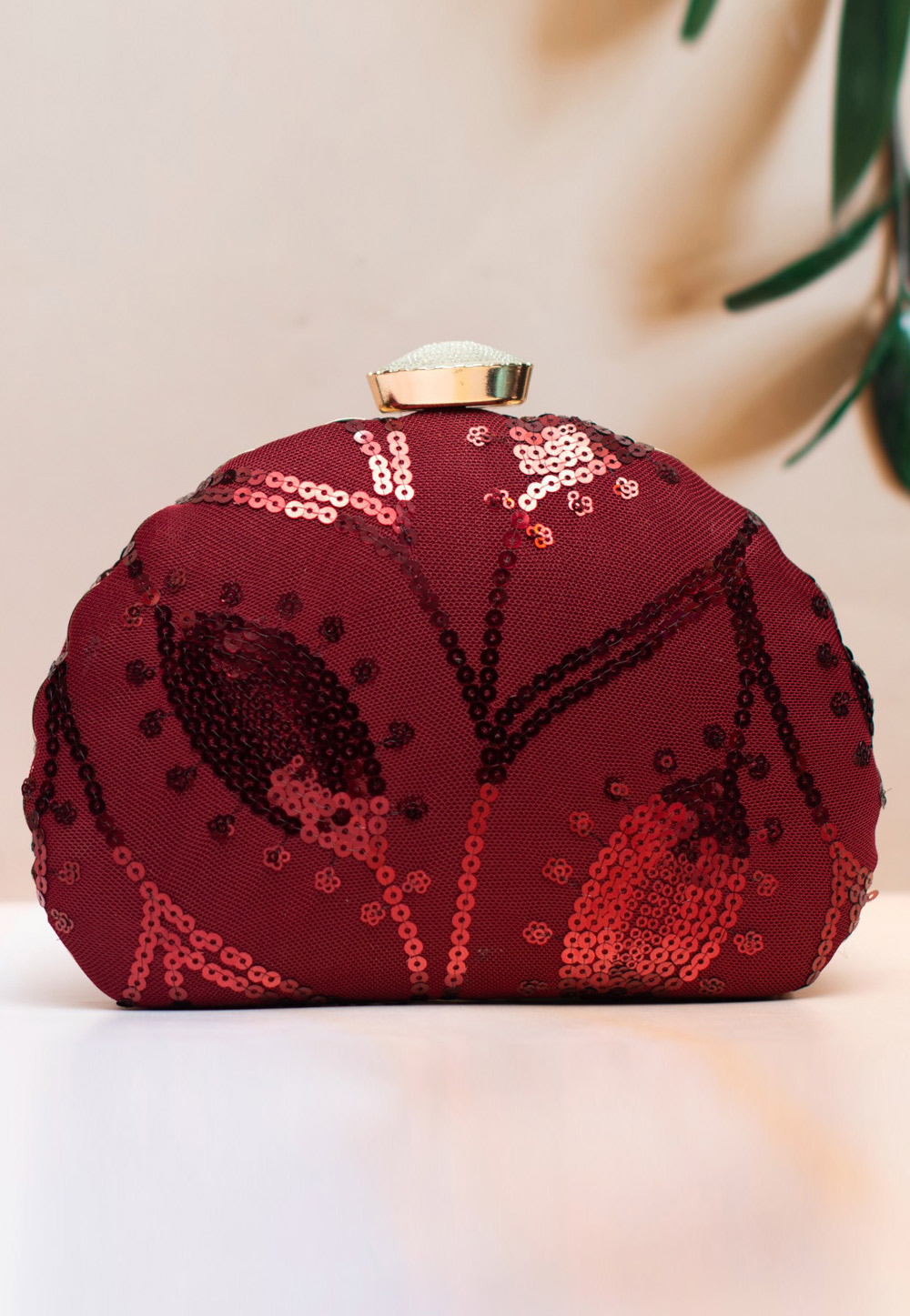 Maroon Art Silk Clutch 305948