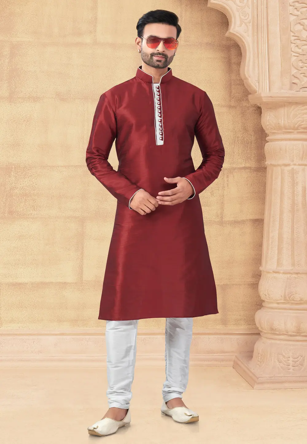 Maroon Art Silk Kurta Pajama 296905