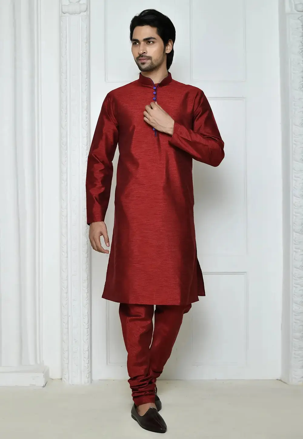 Maroon Art Silk Kurta Pajama 300764