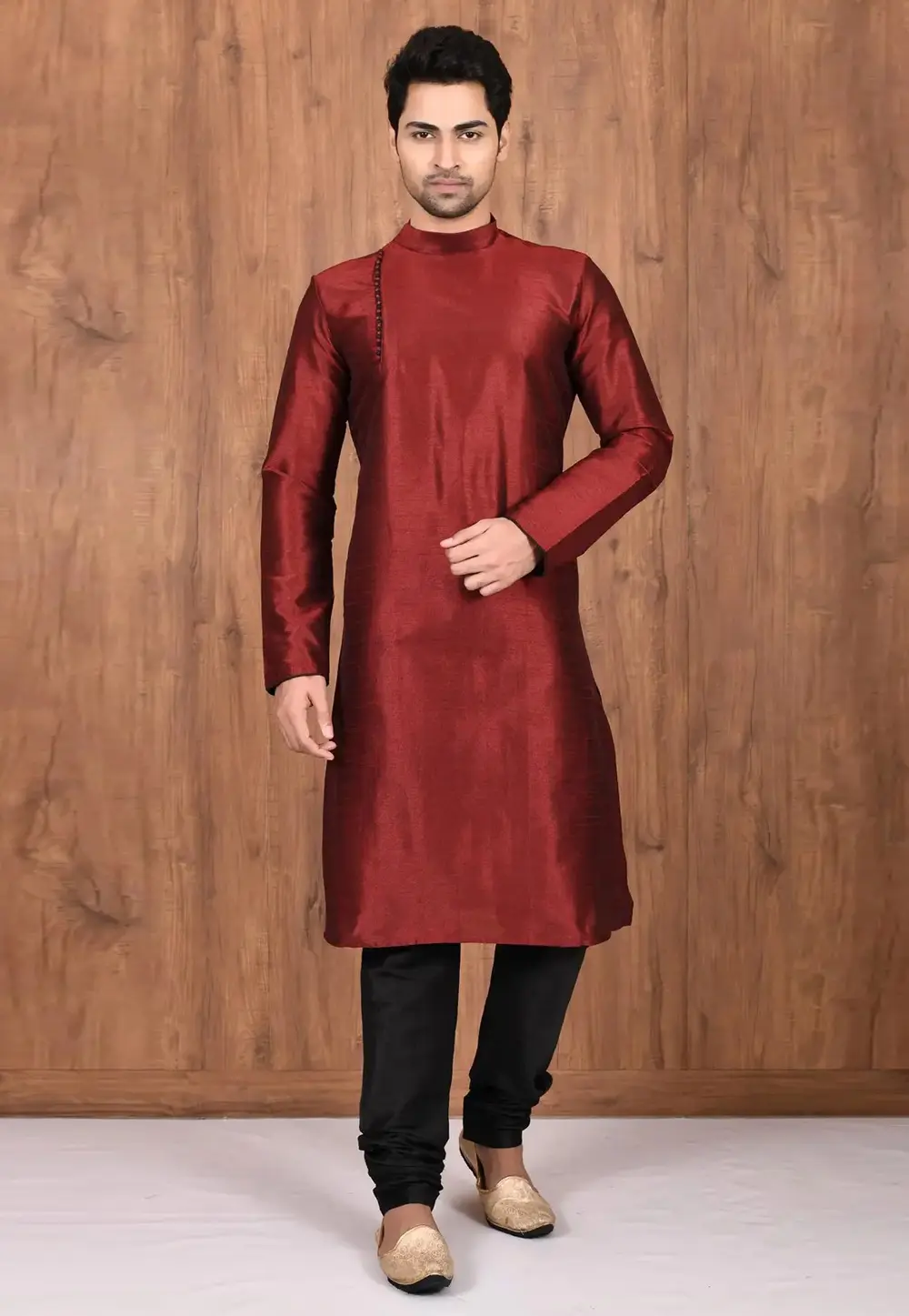 Maroon Art Silk Kurta Pajama 300766