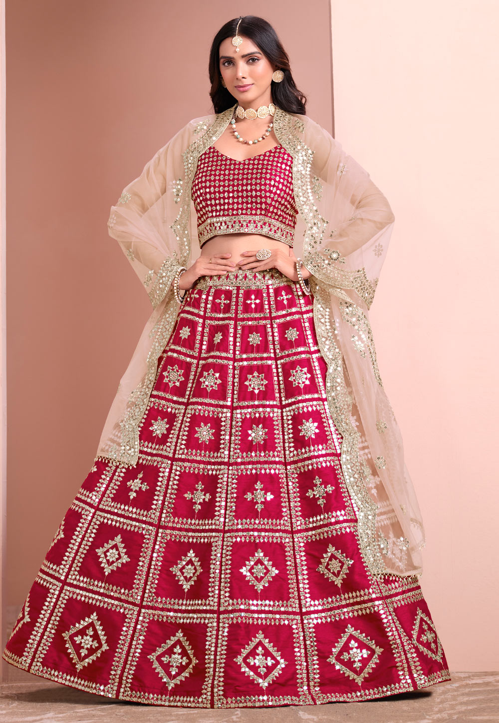 Maroon Art Silk Lehenga Choli 305103