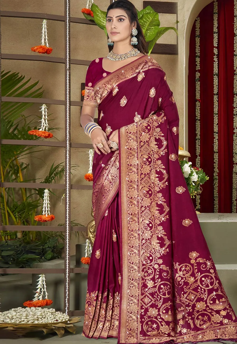 Purple Art Silk Saree With Blouse 303062