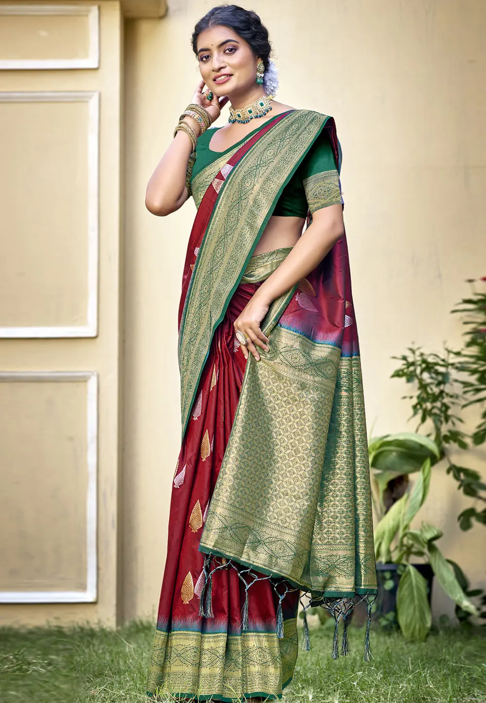 Maroon Art Silk Saree With Blouse 303073