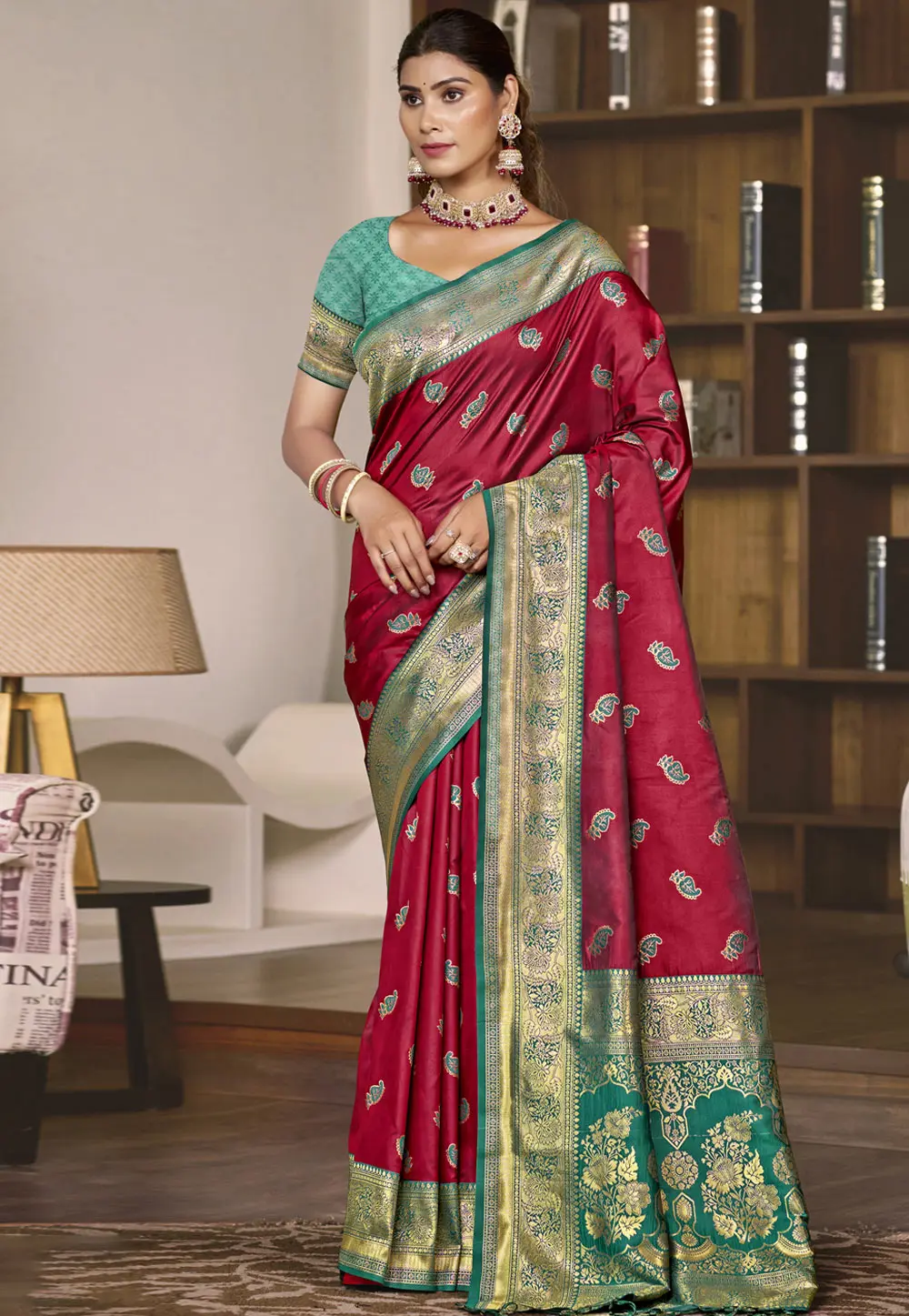 Maroon Art Silk Saree With Blouse 303081