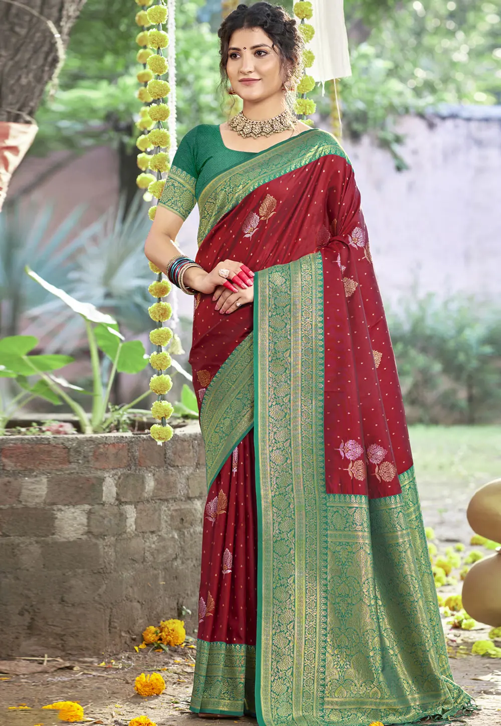 Maroon Art Silk Saree With Blouse 303094