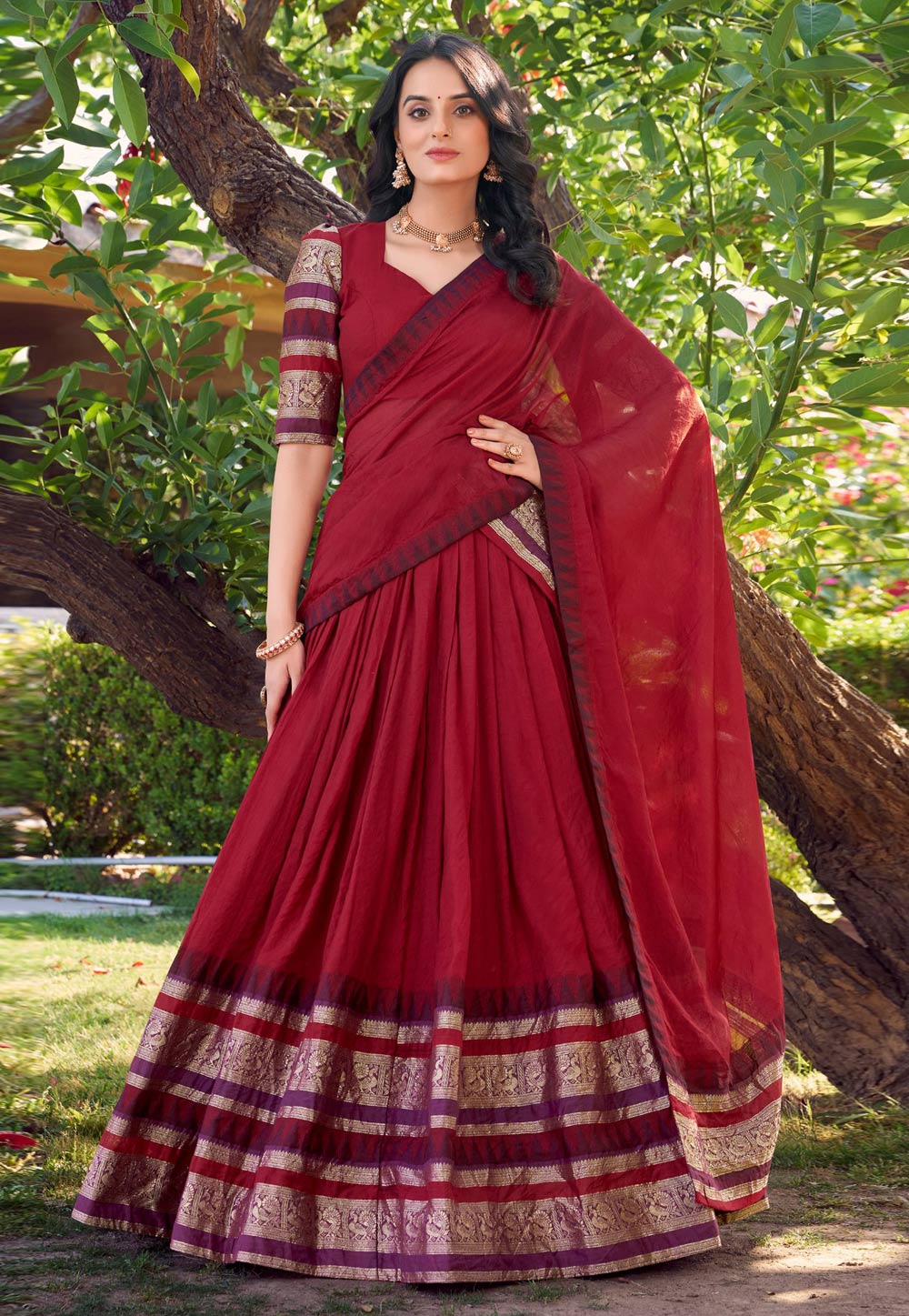 Maroon Chanderi Lehenga Choli 310489