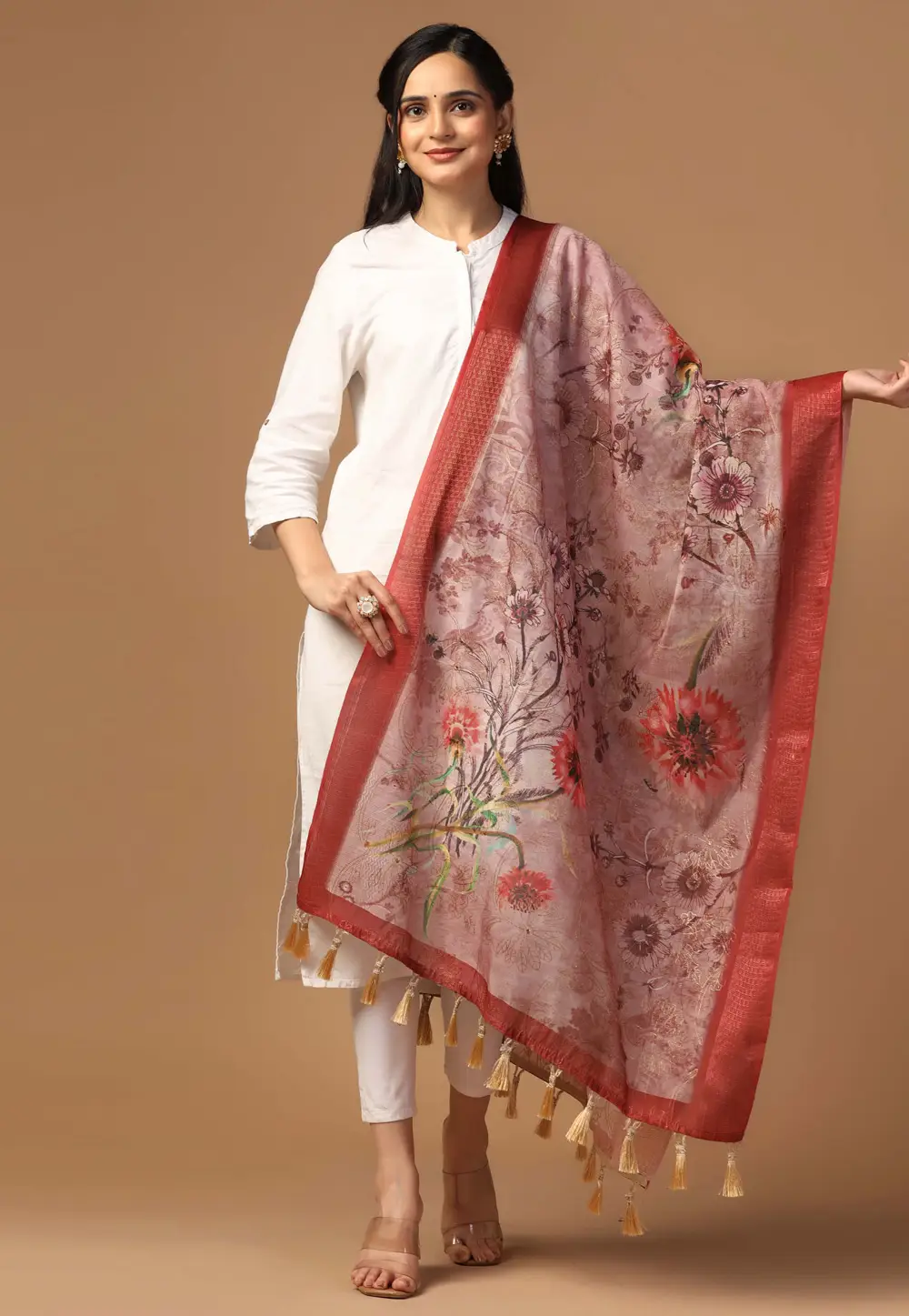 Maroon Chanderi Silk Dupatta 295816