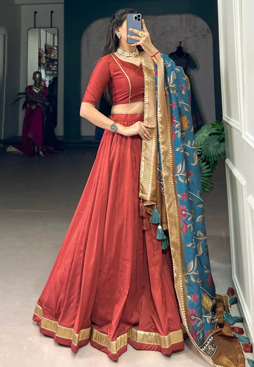 Maroon Chinon Silk Lehenga Choli 298898